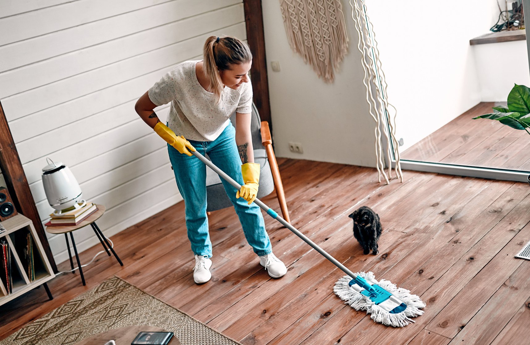 Cleaning the house